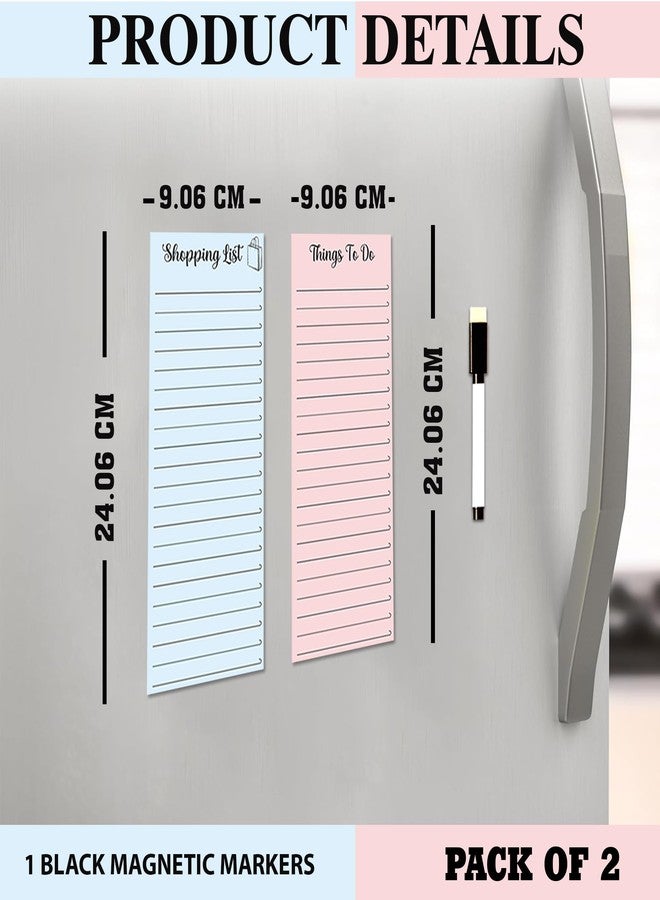 True Flair Shopping List with to Do List Magnetic Grocery Fridge Magnet, 9x24 cm with Marker (Blue & Light Pink, Medium) - Image 4